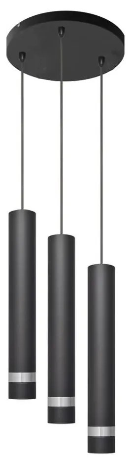 Lampadario LED a sospensione con filo TUBA 3xGU10/4,8W/230V nero/cromo