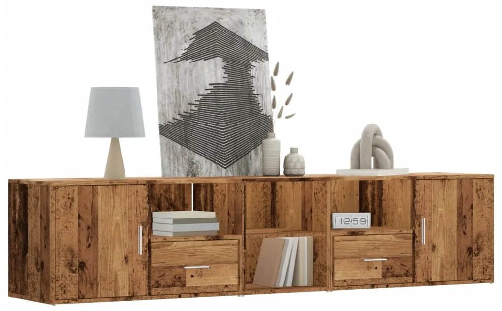 Mobile Angolare Legno Antico 200x40x45 Cm İn Truciolato /