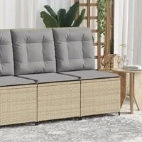 Divano Reclinabile da Giardino con Cuscini Beige in Polyrattan 368976