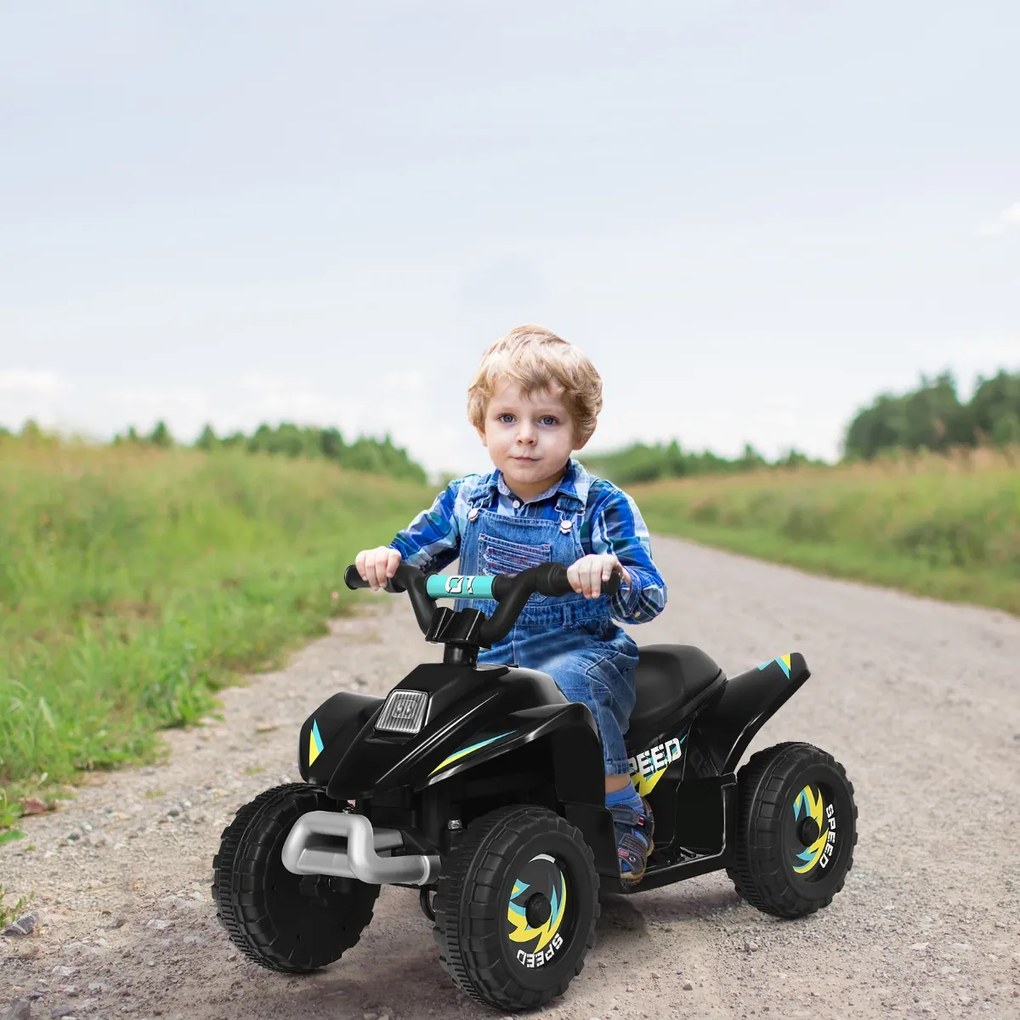 Costway Costway Quad cavalcabile alimentato a batteria 6V con velocità massima 4,6 km/h, Mini quad ATV per bambini Nero