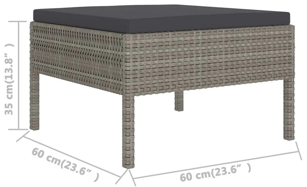 Set Divani da Giardino 10 pz con Cuscini in Polyrattan Grigio