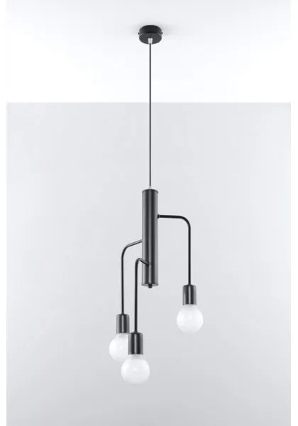 Lampadario a sospensione con filo DUOMO 3M 3xE27/60W/230V nero