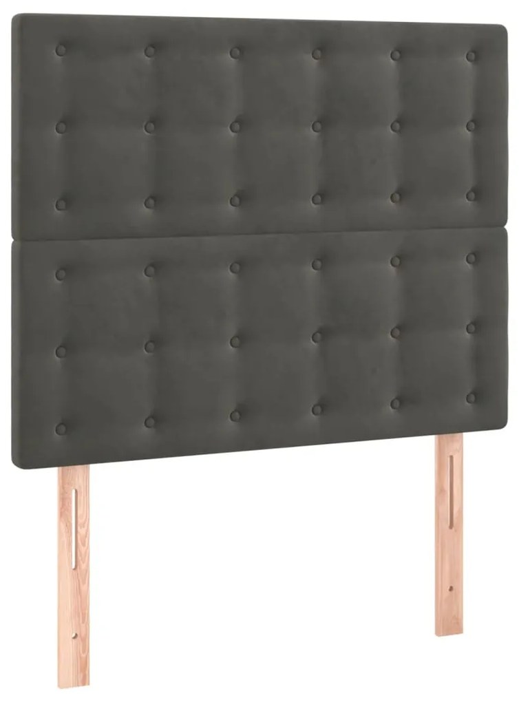 Testiera a led grigio scuro 90x5x118/128 cm in velluto