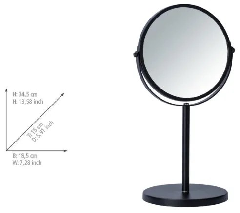 WENKO 24101100 - Specchio ASSISI 18,5x34,5 cm nero