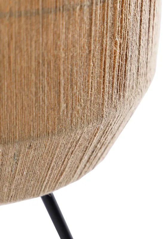 Lampada da tavolo orientale nera con corda di juta - Riki
