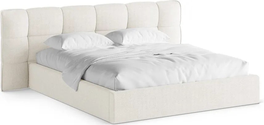 Letto matrimoniale imbottito avorio con contenitore con rete inclusa 180x200 cm Eric – Micadoni