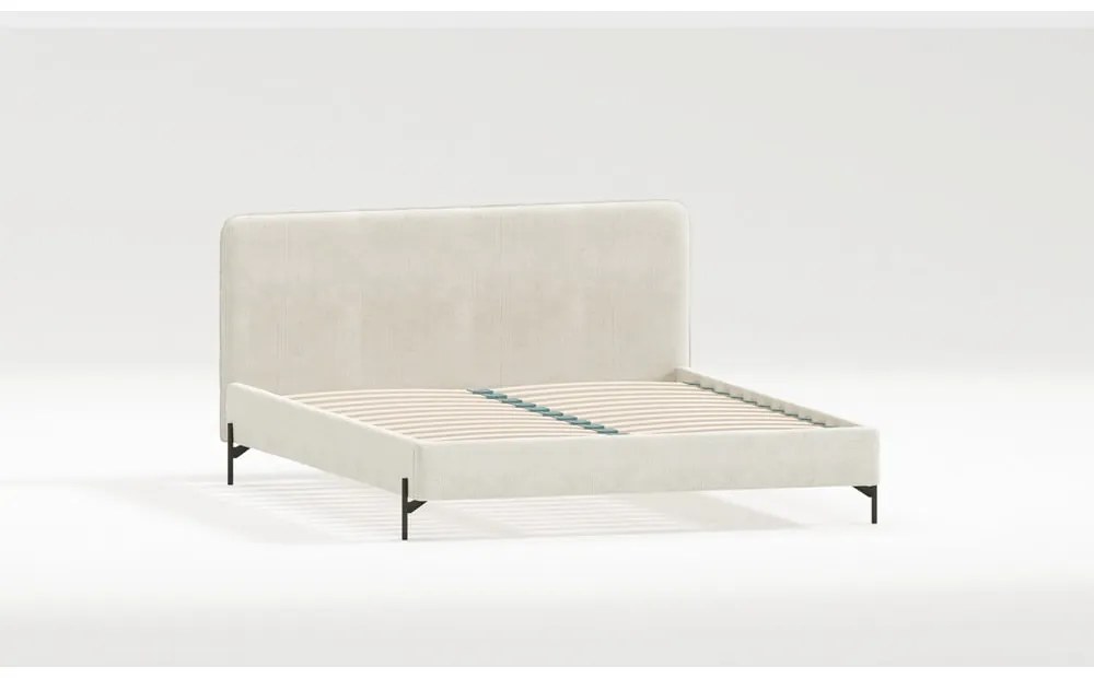 Letto matrimoniale imbottito beige con griglia 160x200 cm Barker - Ropez