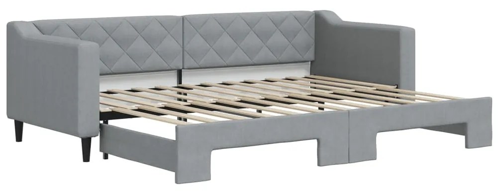 Divano letto con letto estraibile grigio chiaro 80x200 tessuto