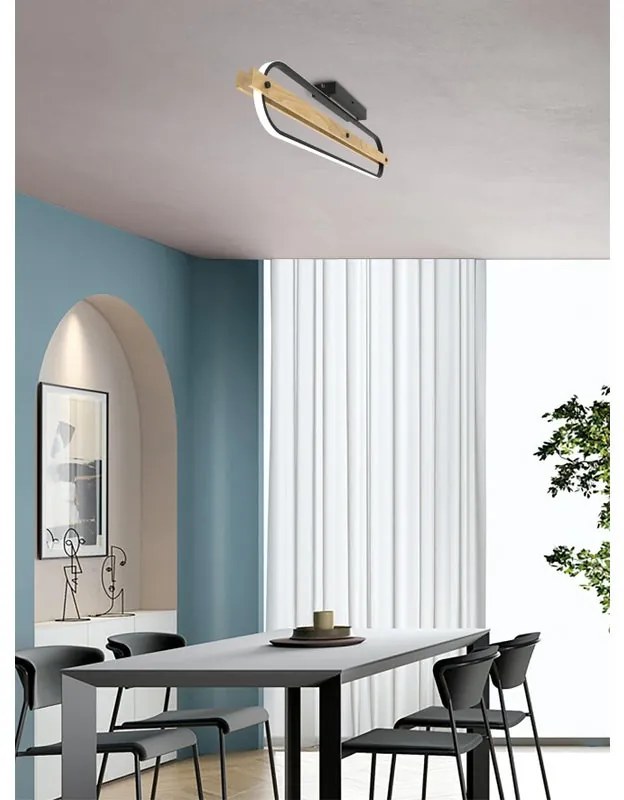 Plafoniera LED Donuts nero IP20 bianco naturale NOVECENTO