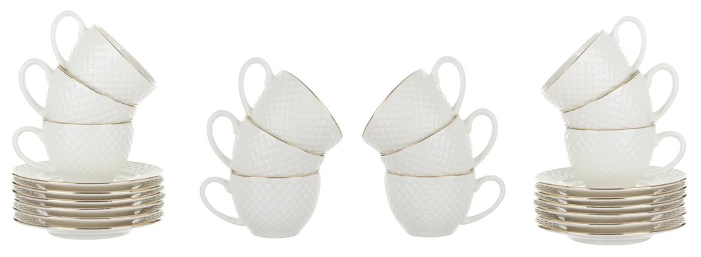 Set caffè 12 tazzine con piattino porcellana bianca Diamond