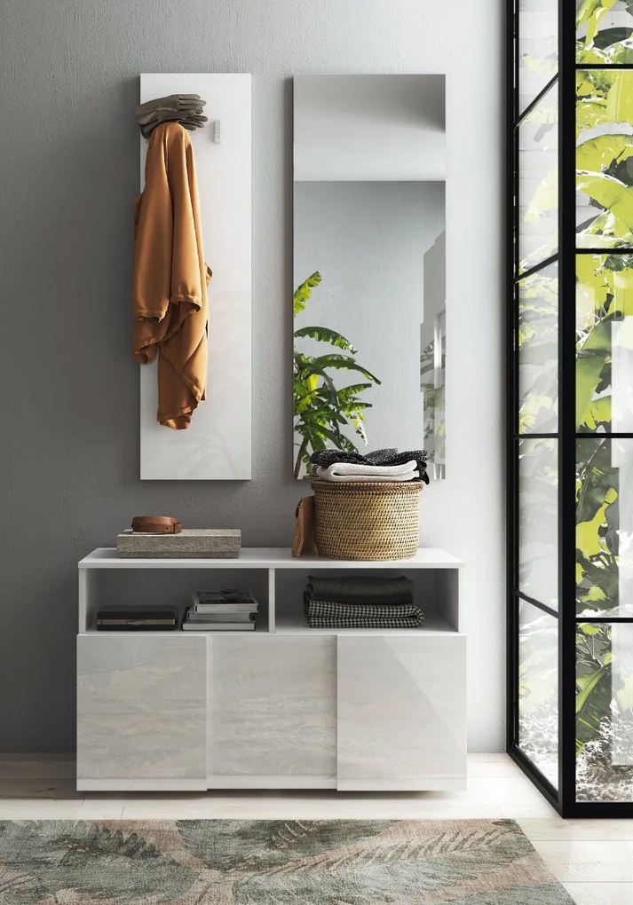 Mobile da ingresso Poly linea Dama in finitura Bianco Lucido