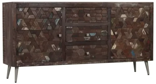 credenza in legno di Legno riciclato 150x40x86 multicolore laccato