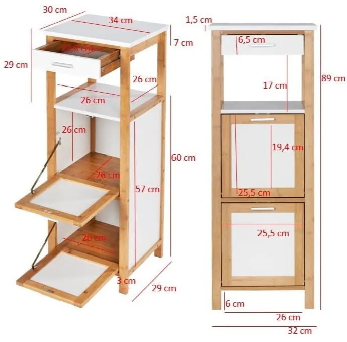 Mobile da bagno in bambù con 2 ripiani e spazio di archiviazione Finja - Wenko