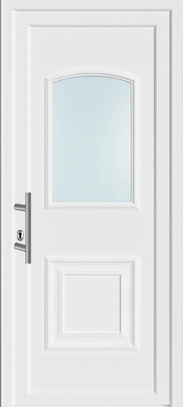 Portoncino d'ingresso 30005 con vetro L 80 x H 210 cm in PVC bianco, apertura spingere a destra
