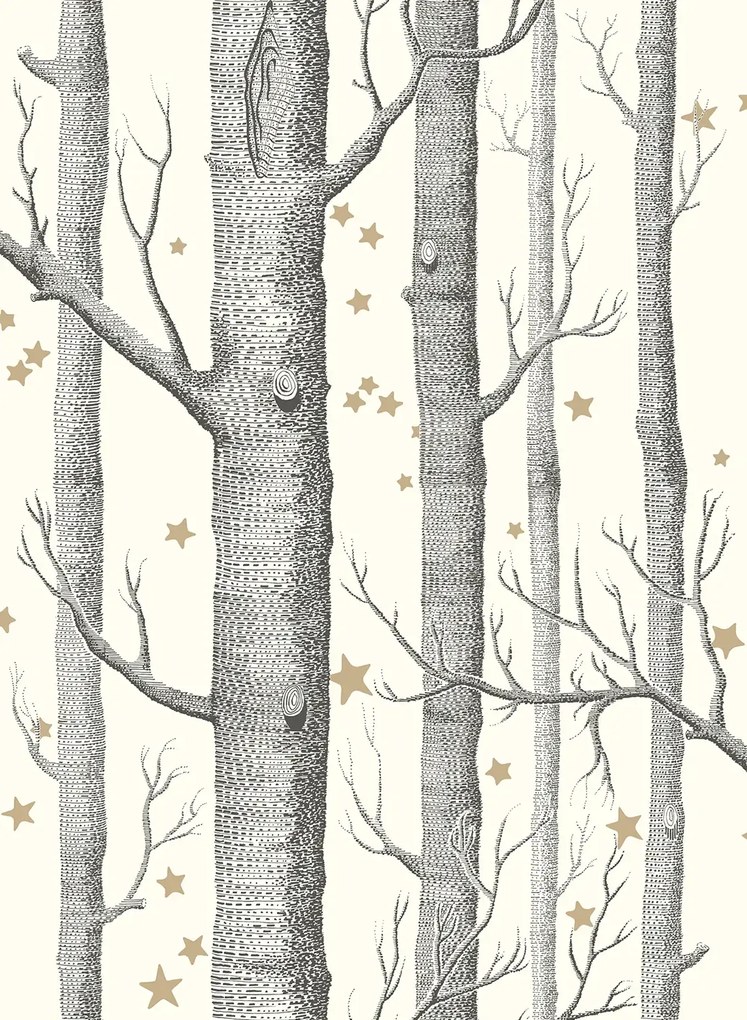 Cole & Son Carta da parati Woods & Stars - Black/ White