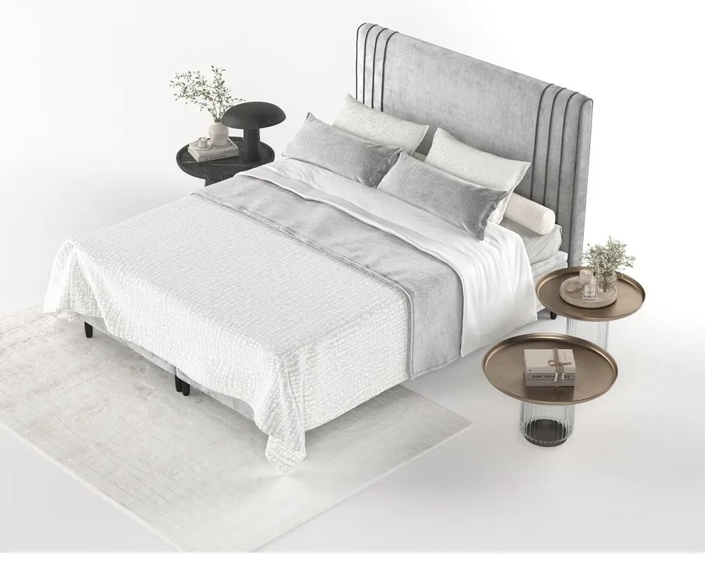 Letto matrimoniale imbottito grigio con contenitore 140x200 cm Musca - Maison de Rêve