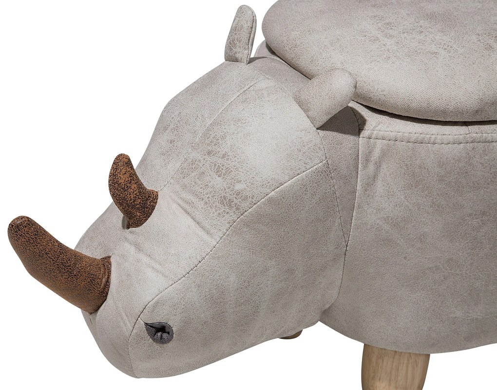 Pouf in tessuto similpelle grigio chiaro RHINO Beliani
