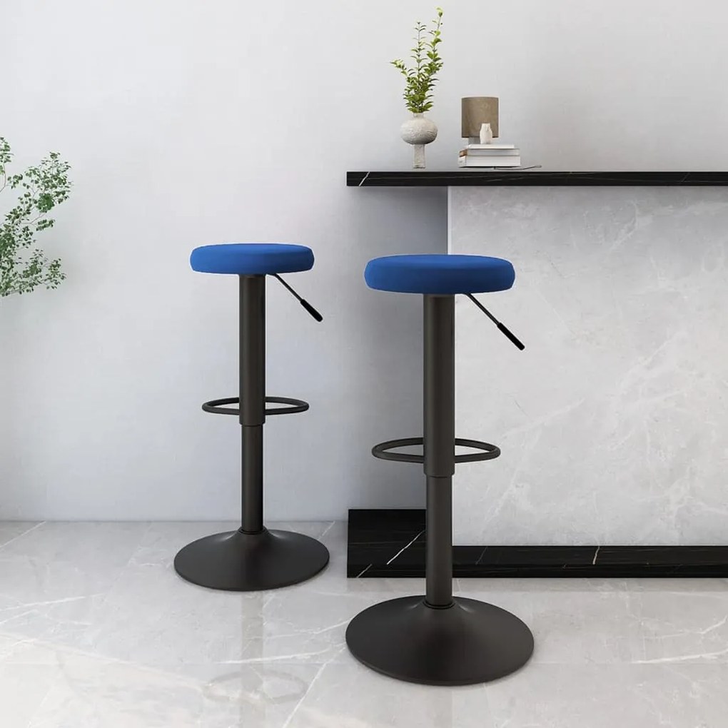 Sgabelli Da Bar 2 Pz Blu İn Velluto /