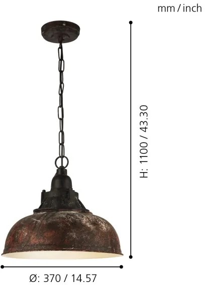 Eglo 49819 - Lampadario a sospensione con catena GRANTHAM 1 1xE27/60W