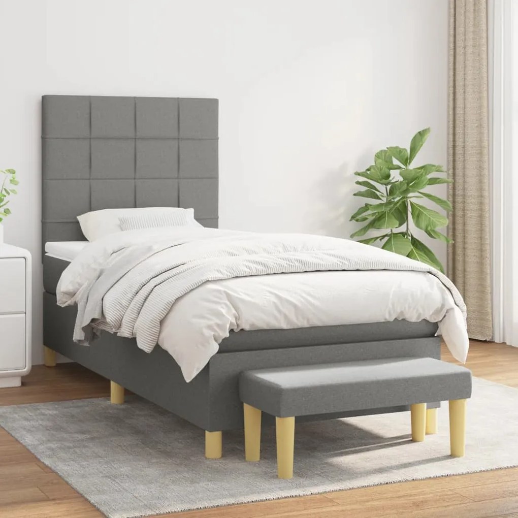 Giroletto A Molle Con Materasso Grigio Scuro 100x200 Cm Tessuto /