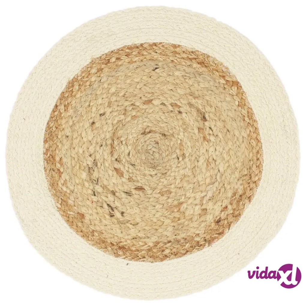 vidaXL Tovagliette 6 pz Naturale Neutro 38 cm Rotonde in Juta e Cotone
