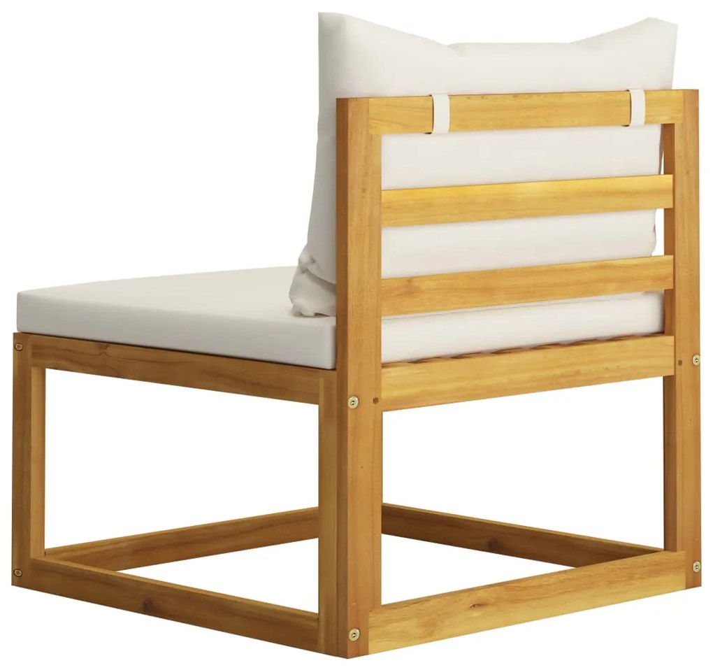 Set divani da giardino 2 pz con cuscini bianco crema in acacia