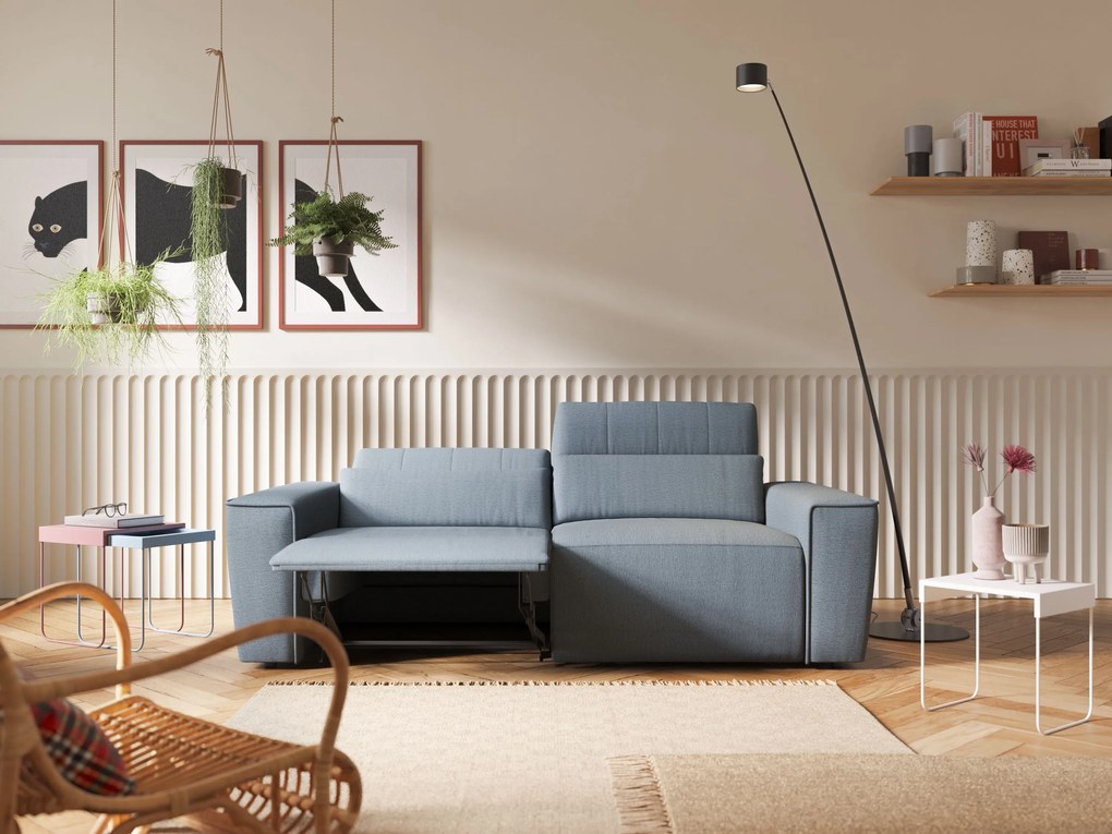 Clark Divano modulare con opzione relax elettrico in tessuto smacchiabile impermeabile T17 carta da zucchero