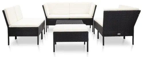 Set Divani da Giardino 8 pz con Cuscini in Polyrattan Nero