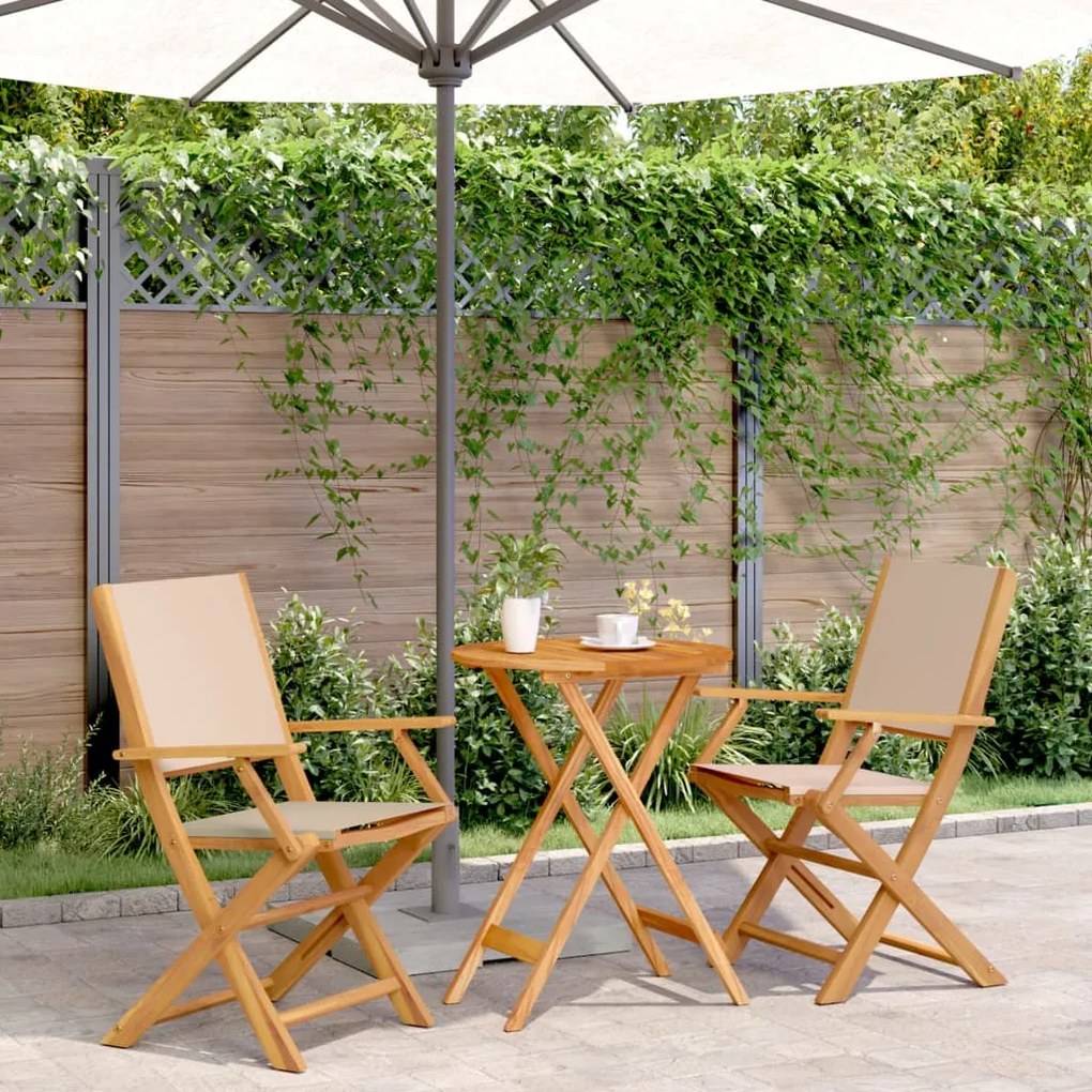 Set Da Bistrot 3pz Beige İn Tessuto E Legno Massello /