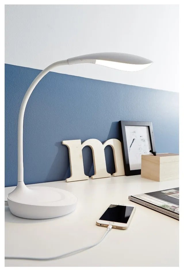 Lampada da tavolo bianca con porta USB Swan - Markslöjd