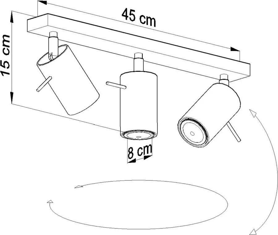 Lampada da soffitto grigia, lunghezza 45 cm Etna - Sollux