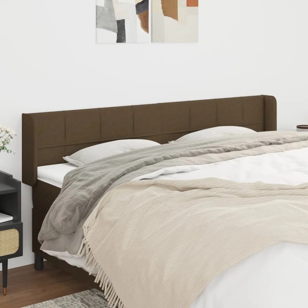 Testiera Ad Orecchio Marrone Scuro 163x16x78/88 Cm İn Tessuto /