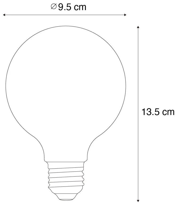 Set di 5 Lampadina LED dimmerabile E27 vetro opalino G95 5W 450lm 2700K