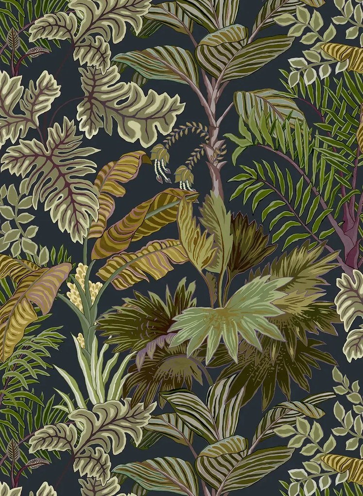 Josephine Munsey Carta da parati Palm Grove - Midnight and Green