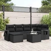 Set Divani da Giardino con Cuscini 7pz Nero Polyrattan 3220464