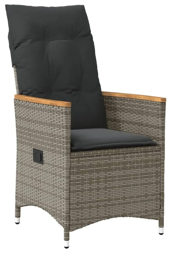 Sedie da giardino reclinabili 2 pz e cuscini grigio polyrattan