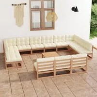 Set Divani da Giardino 14 pz Cuscini Miele in Massello di Pino 3077252