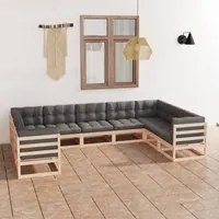 Set Divani da Giardino 9 pz con Cuscini Legno Massello di Pino cod mxl 46780