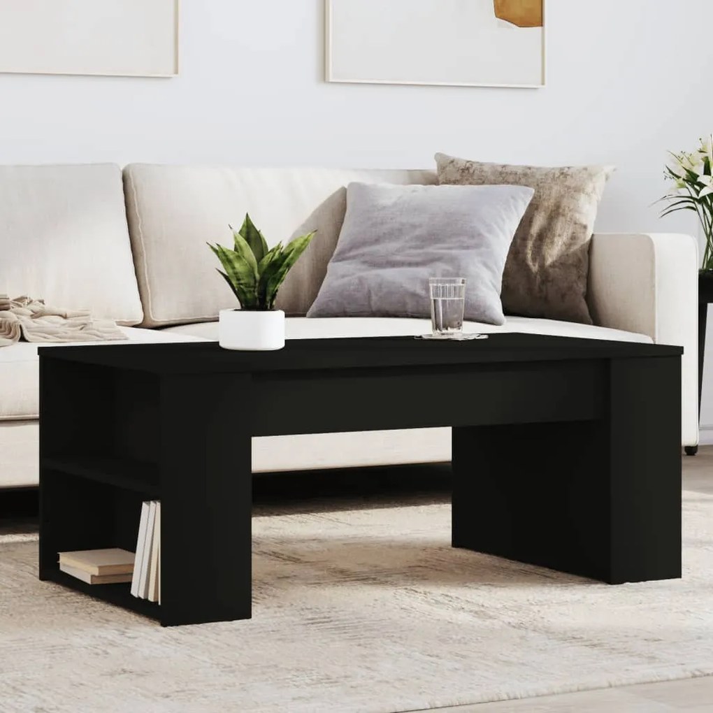 Tavolino Da Salotto Nero 102x55x42 Cm İn Legno Multistrato /