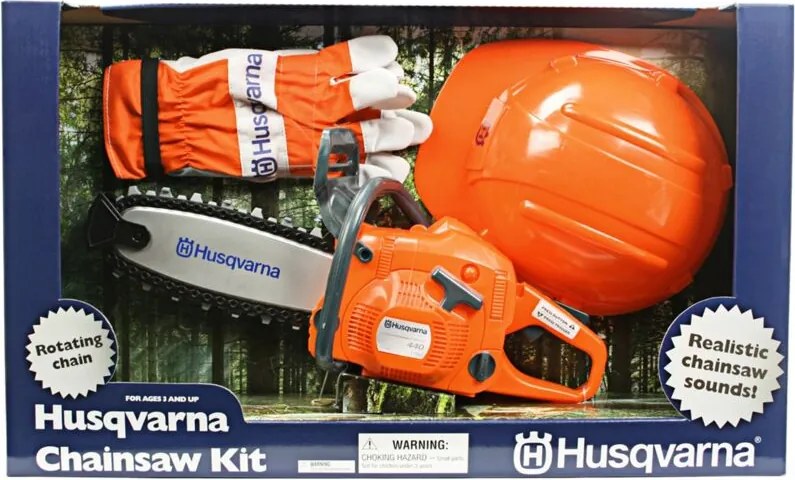 Motosega giocattolo Husqvarna con Kit sicurezza