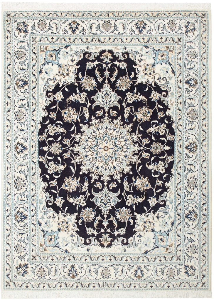 Nain Tappeto persiano 150 x 200 Blu (Iran) Annodato A Mano