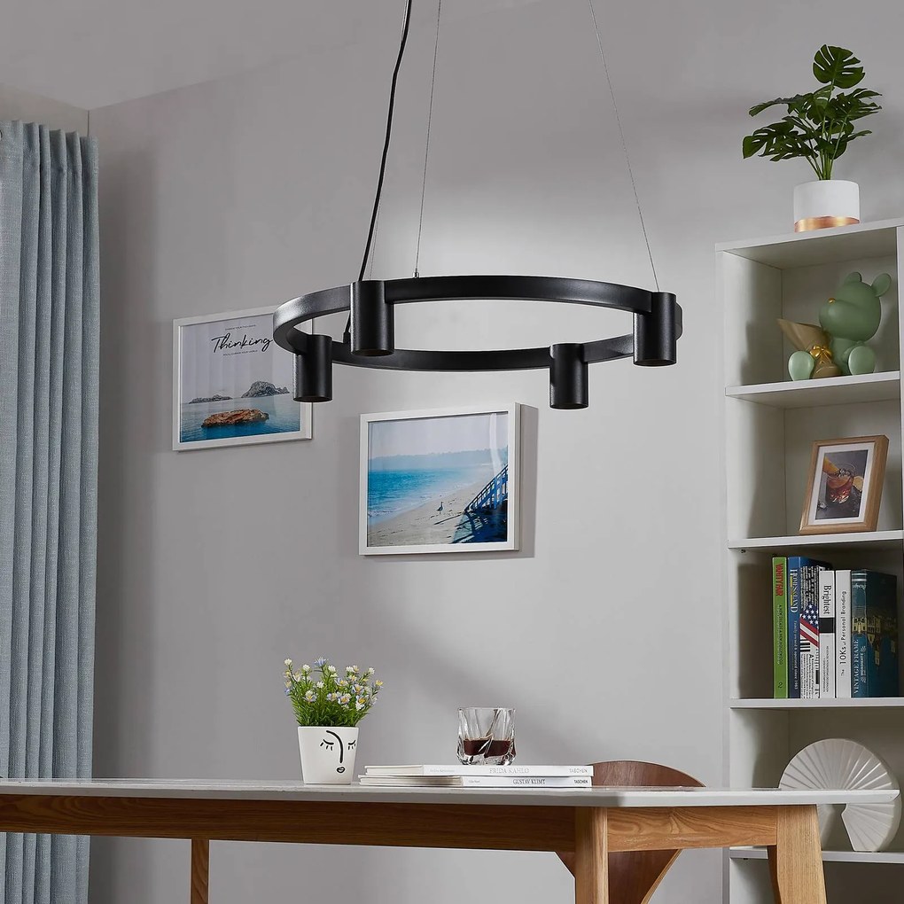 Arcchio Lampada a sospensione Brinja, nero, Ø 64 cm, a 4 luci, GU10