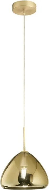 Lampadario Glamour Glow D.25 ottone paralume ambrato E27 LA MIA LUCE