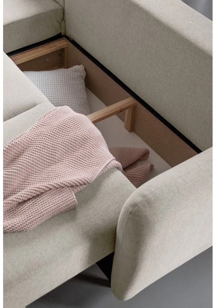 Divano angolare beige allungabile/con contenitore (con penisola a sinistra/con chaise lounge) Scandic Lagom – Miuform