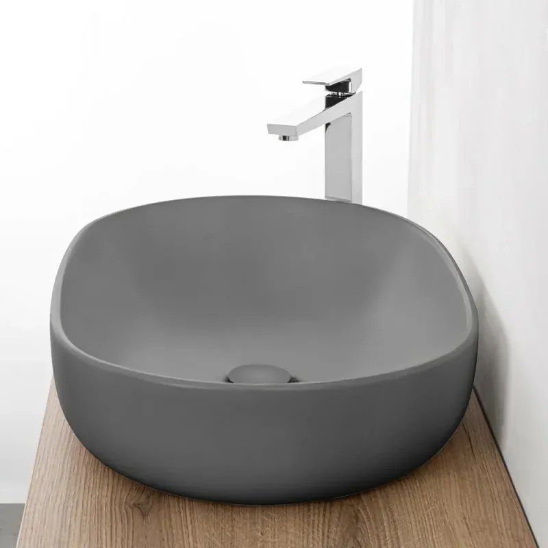 Lavabo da appoggio ovale 60x41 cm grigio scuro opaco Tokyo
