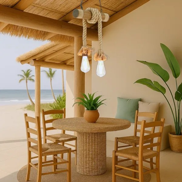 Brilagi - Lampadario a sospensione con catena KOS 2xE27/60W/230V faggio