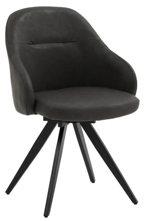 Set di sedie girevoli COVENT in similpelle antracite e gambe in metallo nero, con braccioli