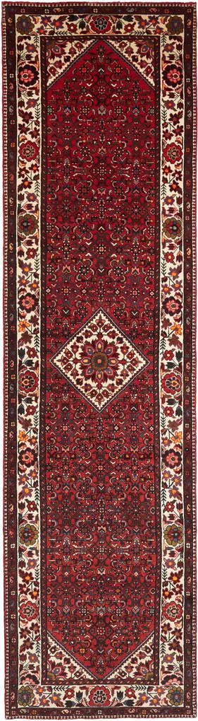 Hamedan Tappeto 410 x 110 Rosso (Iran) Annodato A Mano