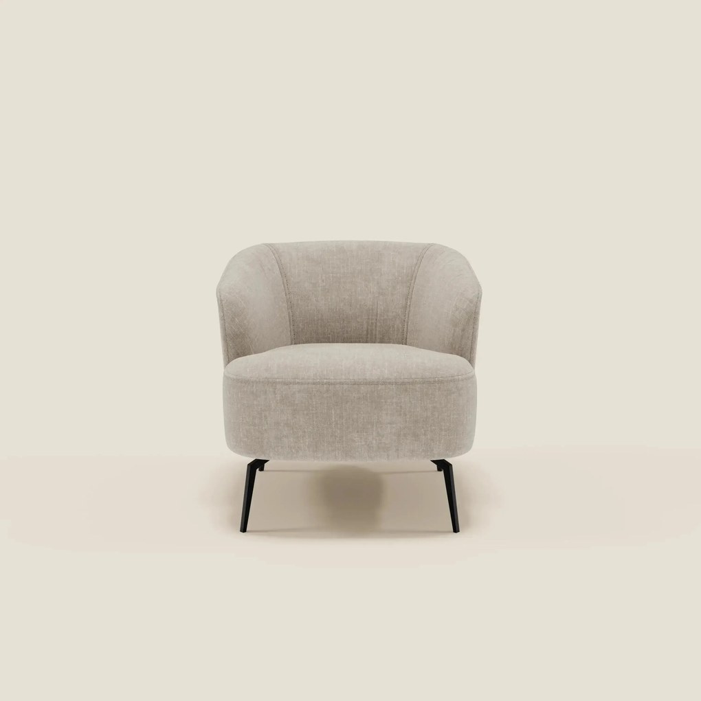 Renoa Poltroncina dall'eleganza moderna in tessuto smacchiabile T24 lino chiaro