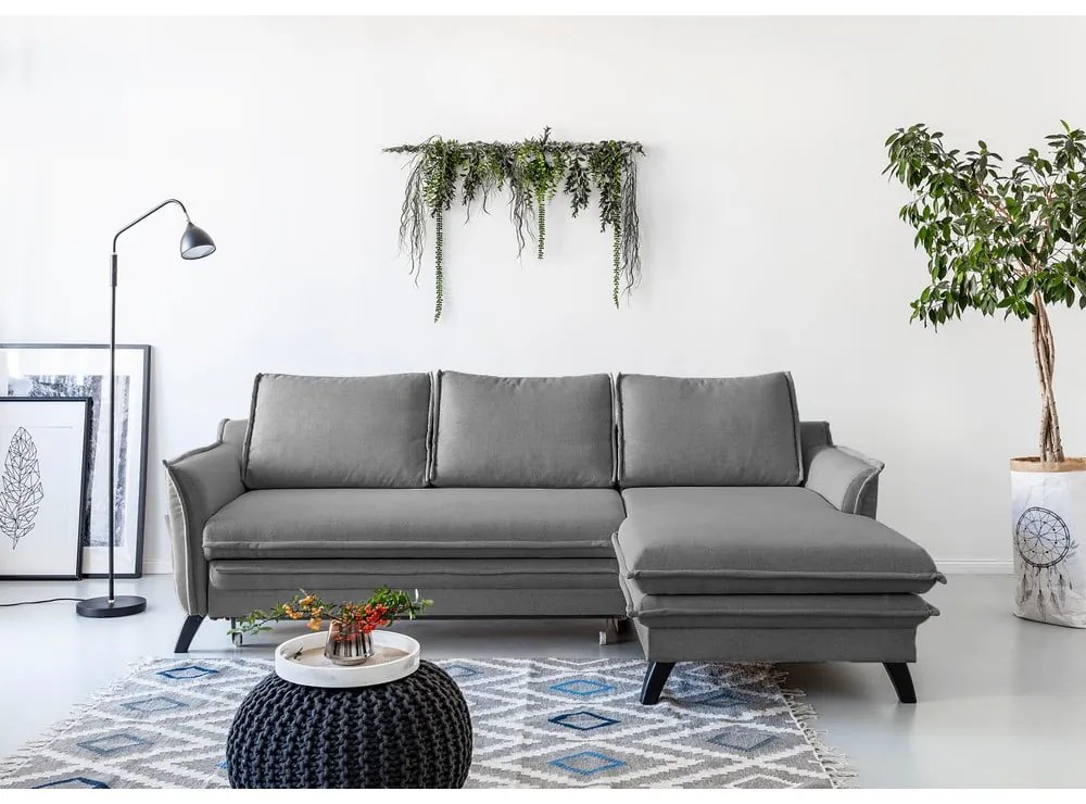 Divano letto grigio ad angolo, angolo destro Charming Charlie - Miuform
